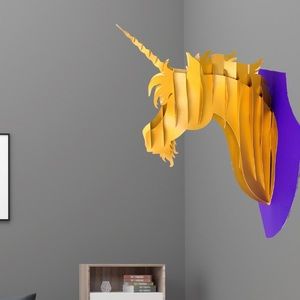 3D Gold Unicorn Wall Art - Approx. 11” H